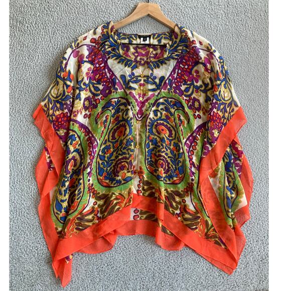 Talbots Sweaters - Talbots Poncho Sweater Top Small Silk Oversized Boho Art Colorful Beach Luxury